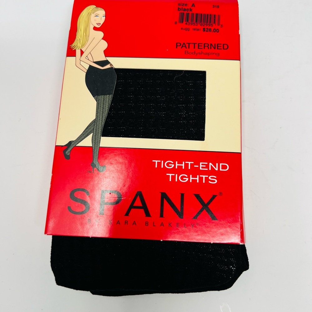 NWT Spanx Black Tight-End Tights Patterned in Black Size A (Small)